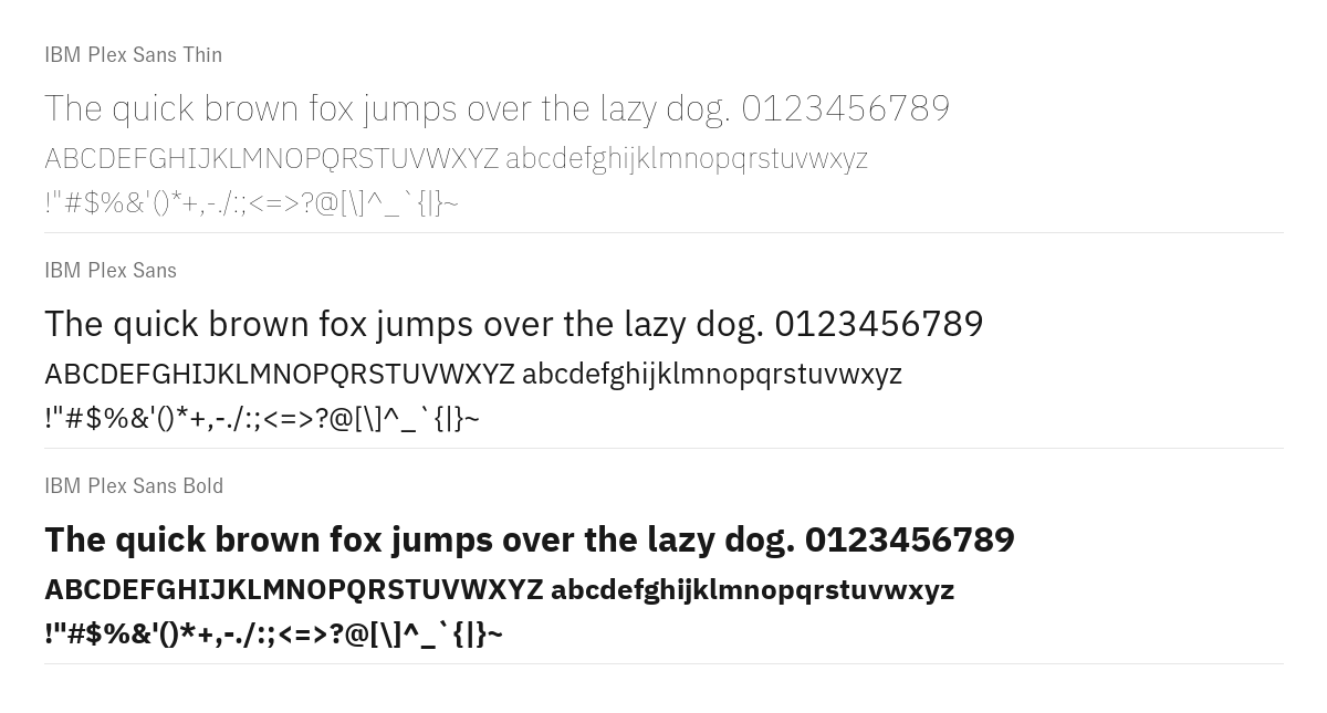 IBM Plex Sans の見本。配布物のフォントで描いたもの