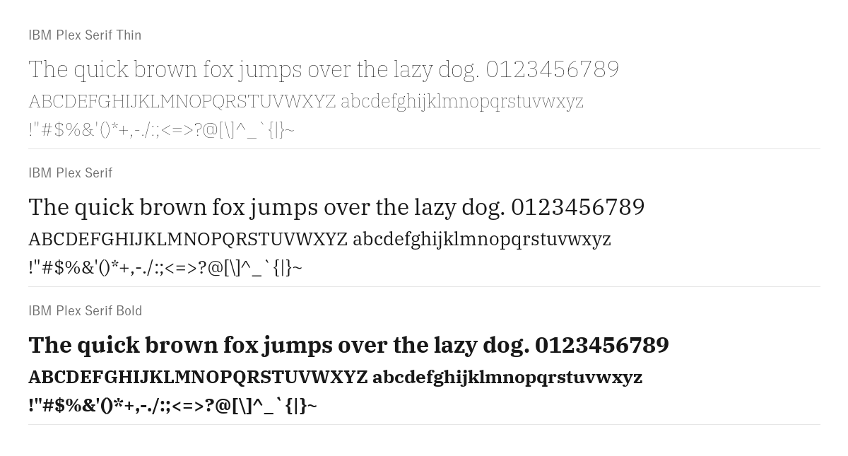 IBM Plex Serif の見本。配布物のフォントで描いたもの