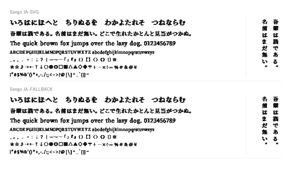 珊瑚の見本。配布物のフォントで描いたもの